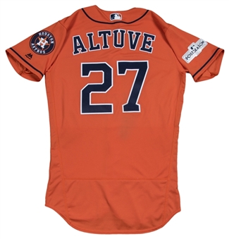 2017 Jose Altuve ALCS Game 4 Used Houston Astros Alternate Road Jersey With Houston "STRONG" Patch Used on 10/17/17 (MLB Authenticated)